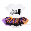Halloween White Baby Bodysuit Orange Purple Black Striped Pettiskirt & Happy Halloween Owl Print JS4644